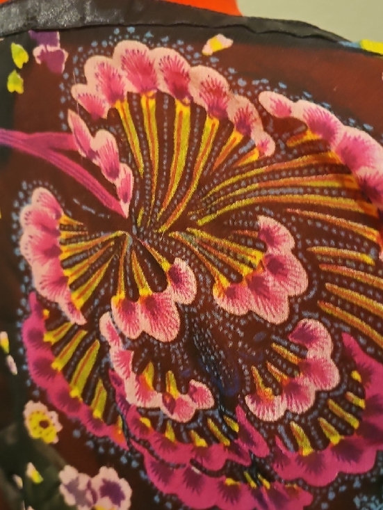 Black Floral Sheer Hook Latch Button Blouse - Picture 3 of 5